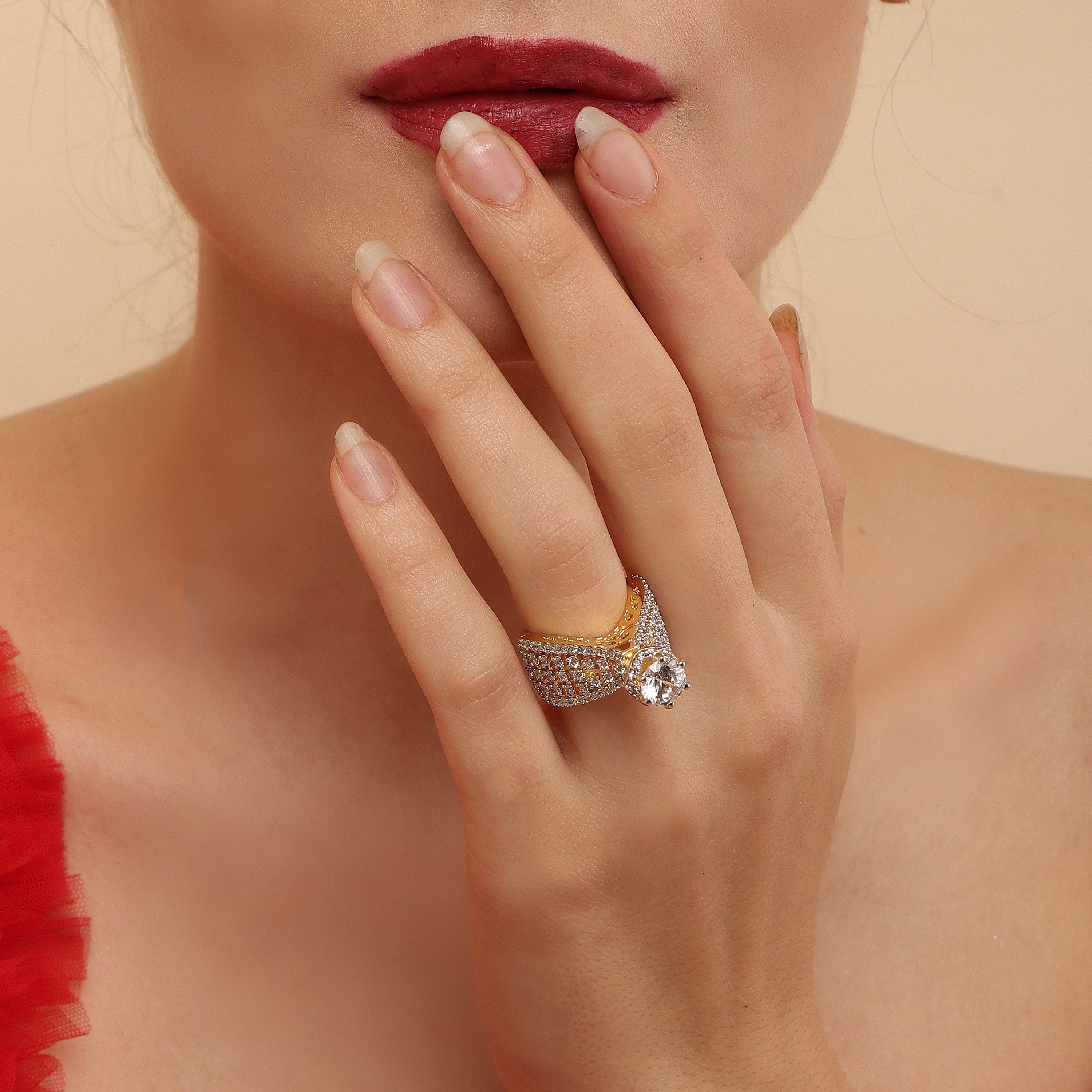 GOLD PLATED TOWER RING