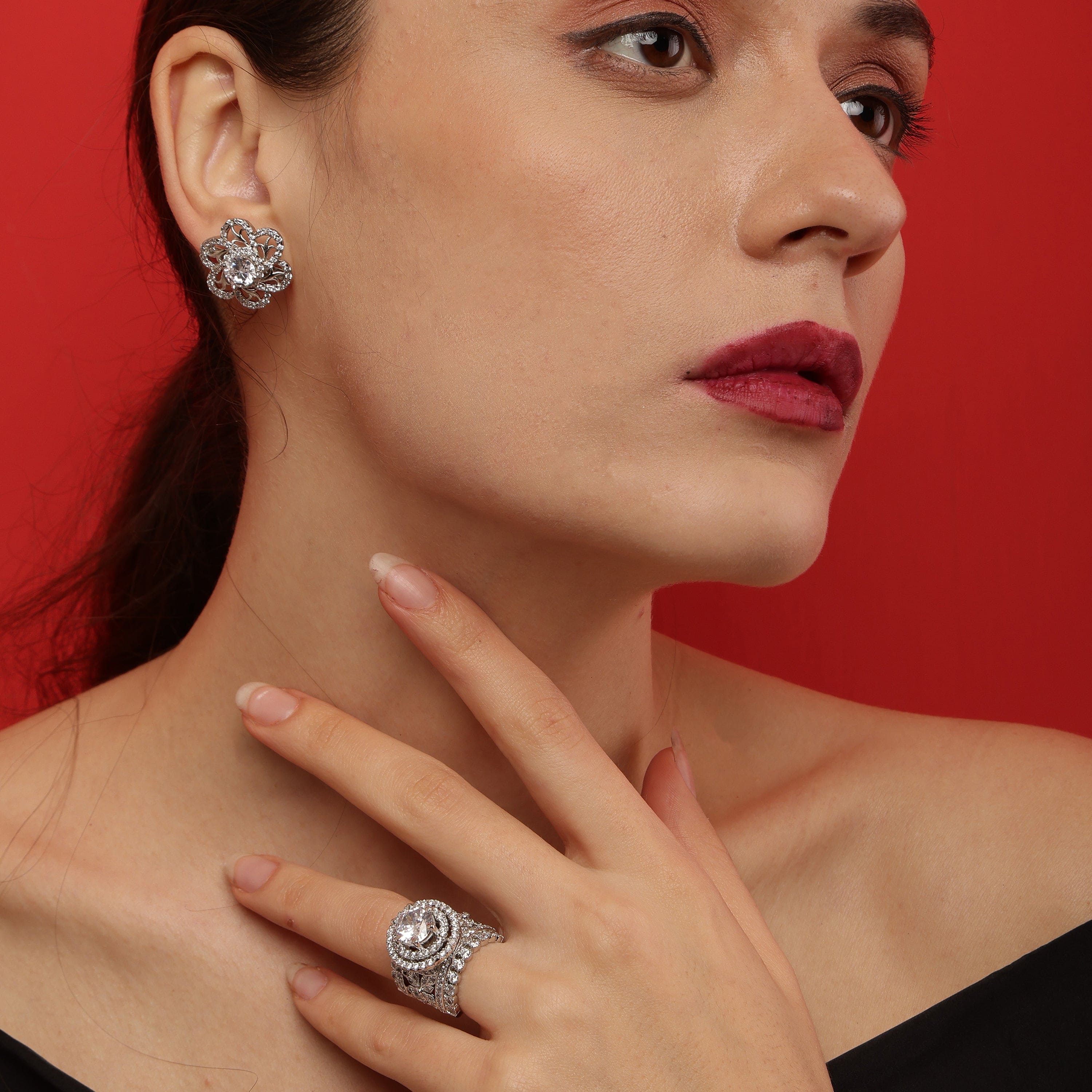 GARDENIA SPARKLE STERLING SILVER RING