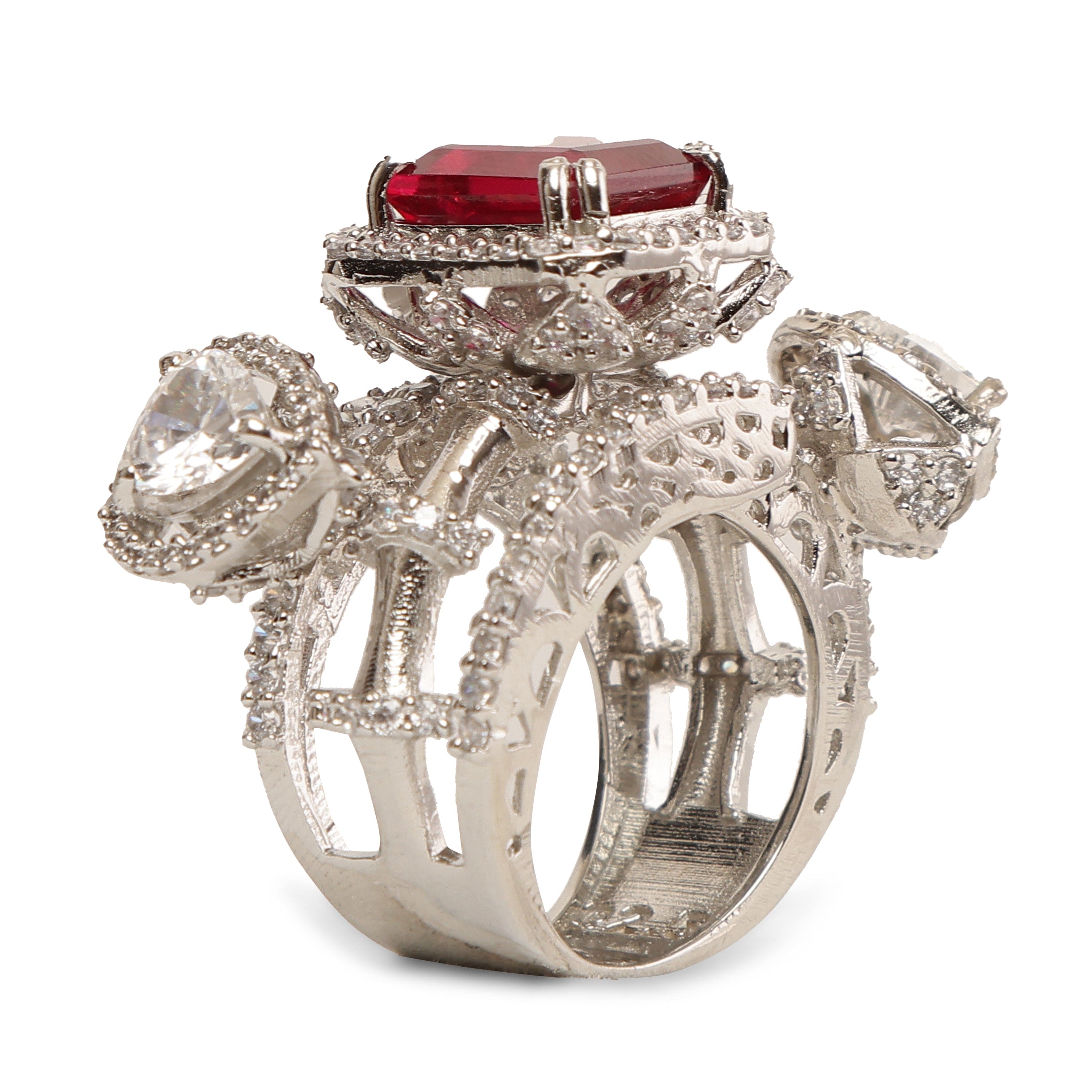SOPHISTICATED RUBY OCTA HEART RING