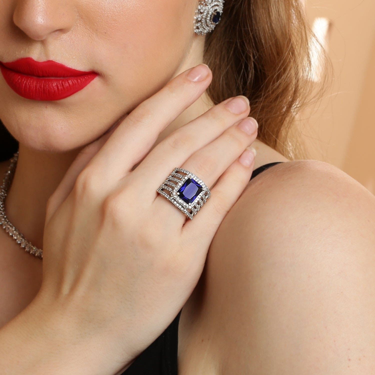 Bonny Cushion Cut Coloured stone Silver Ring