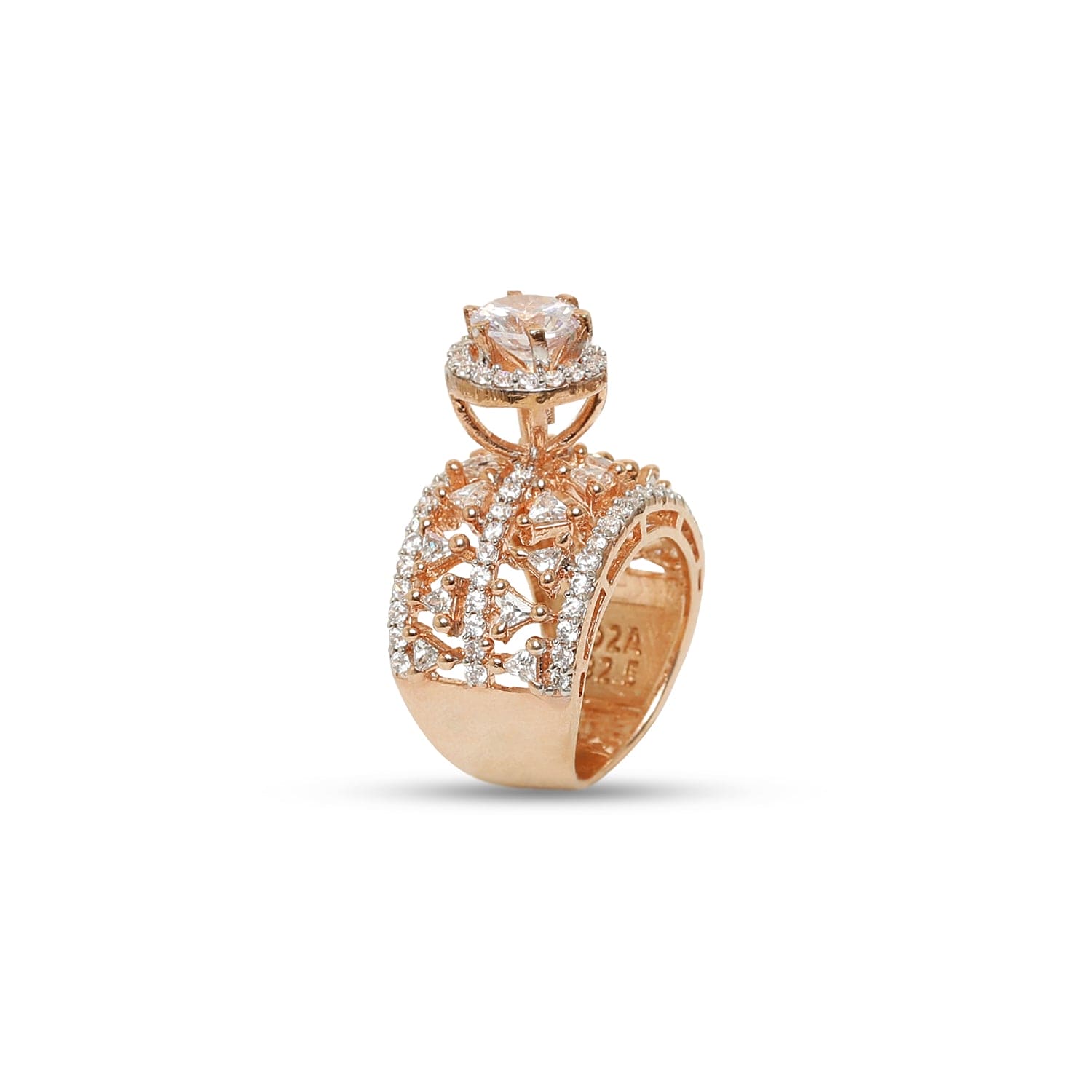 Divine Angles Rose Gold Triangle 925 Sterling Silver Ring