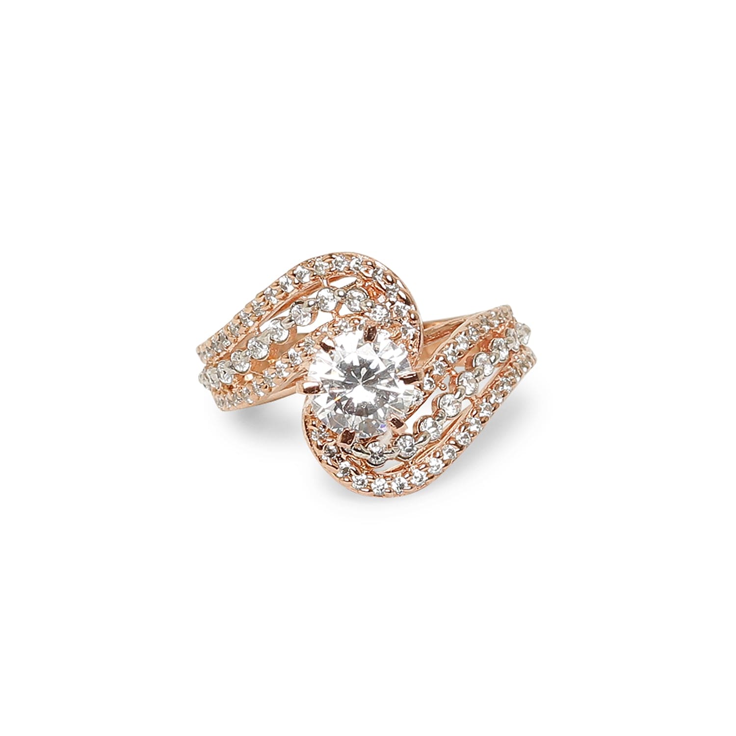 Crossed Paths Rose Gold -Plated 925 Sterling Silver Ring