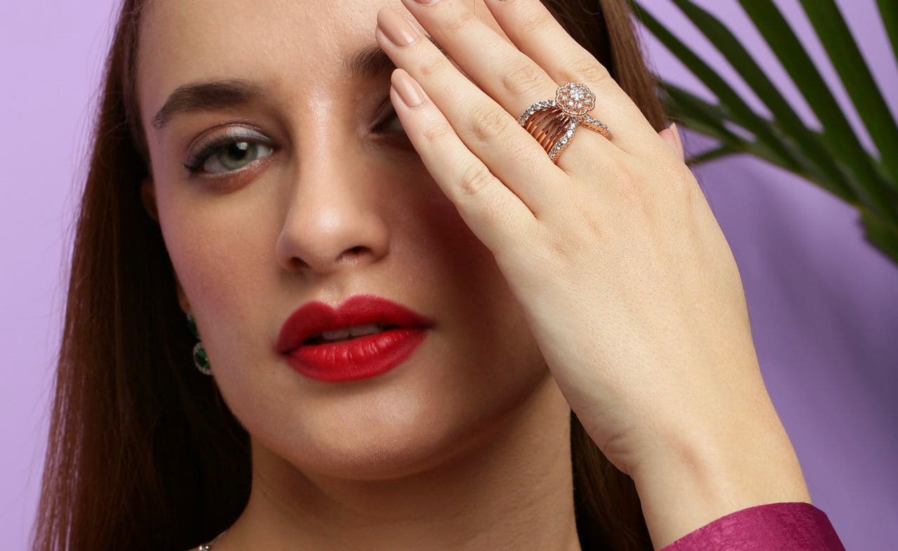 Plumeria Flower Cocktail Ring