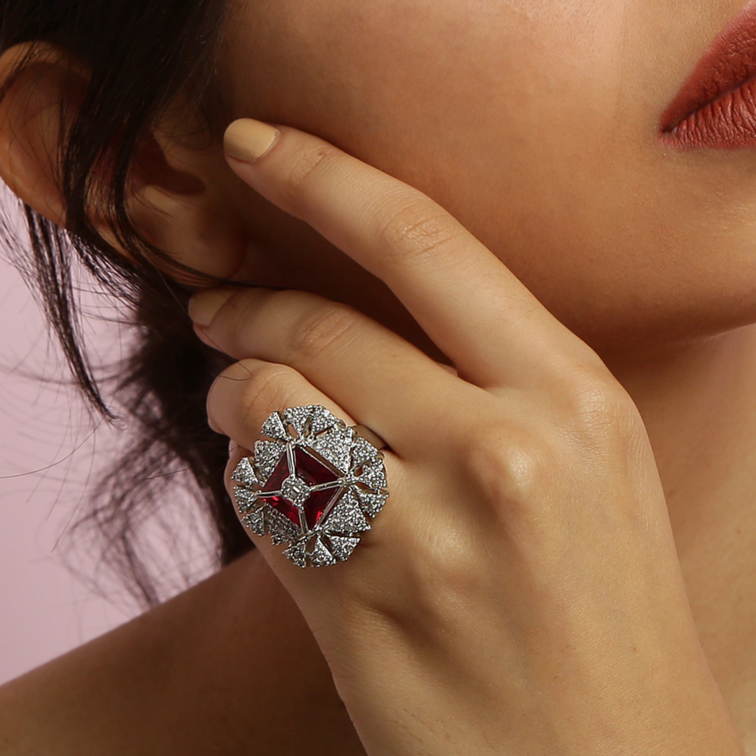 925 Sterling Silver HARMONY RUBY RING