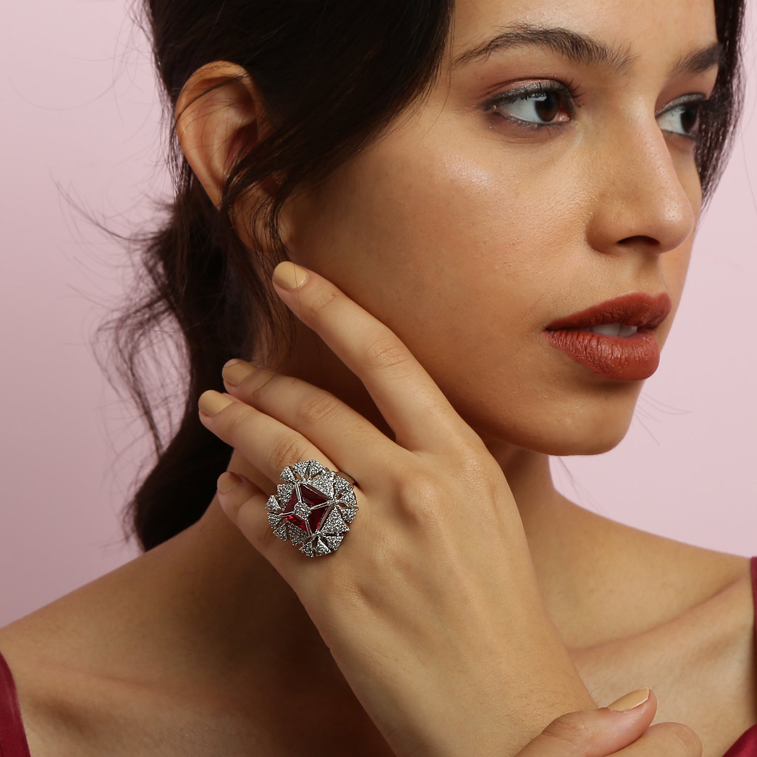 925 Sterling Silver HARMONY RUBY RING