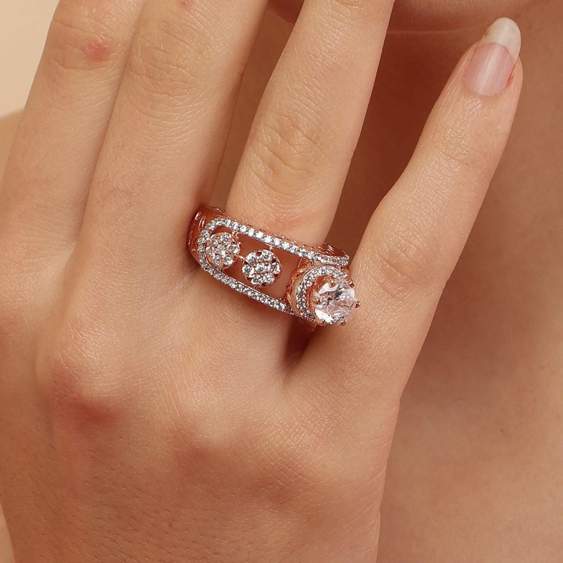 ROSE GOLD BLING RING 925 Sterling Silver