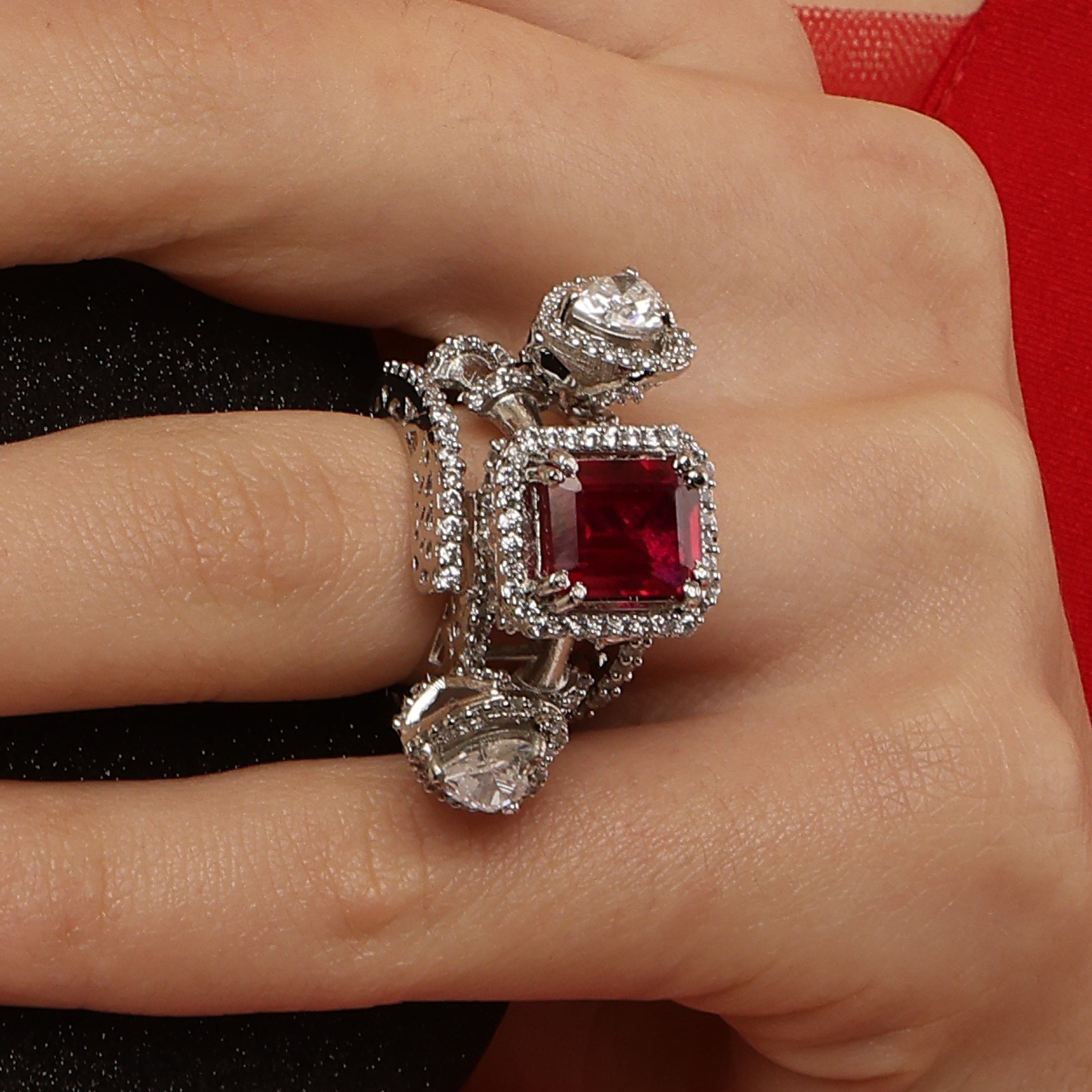 SOPHISTICATED RUBY OCTA HEART 925 Sterling Silver RING
