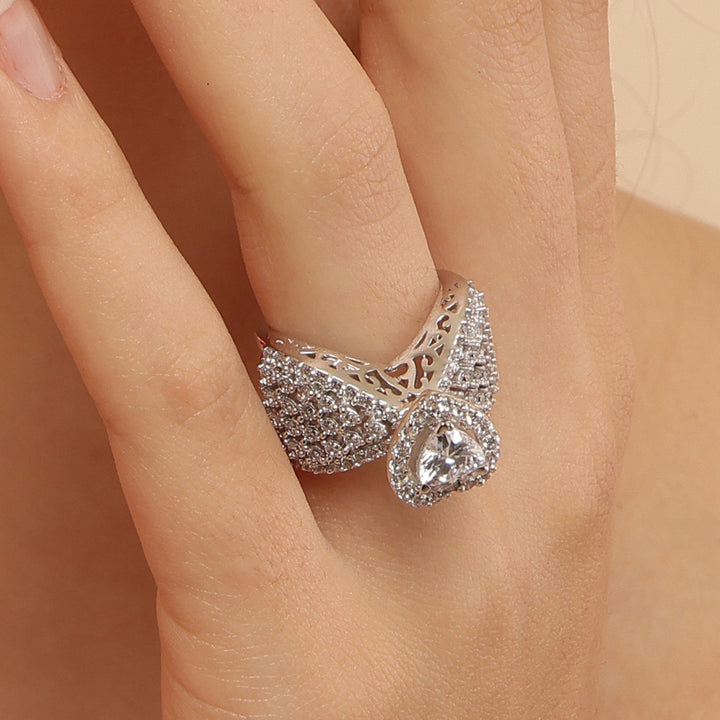 RAVISHING HEART 925 Sterling Silver SOLITIARE MOUNTED RING