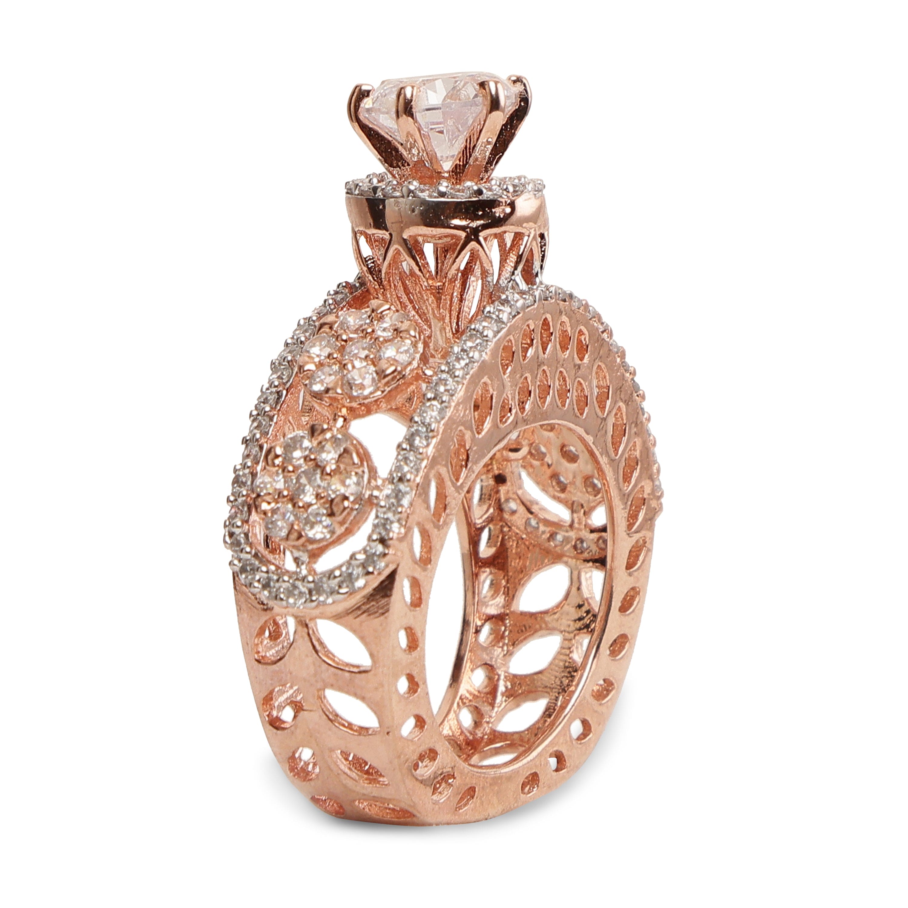 ROSE GOLD BLING RING 925 Sterling Silver
