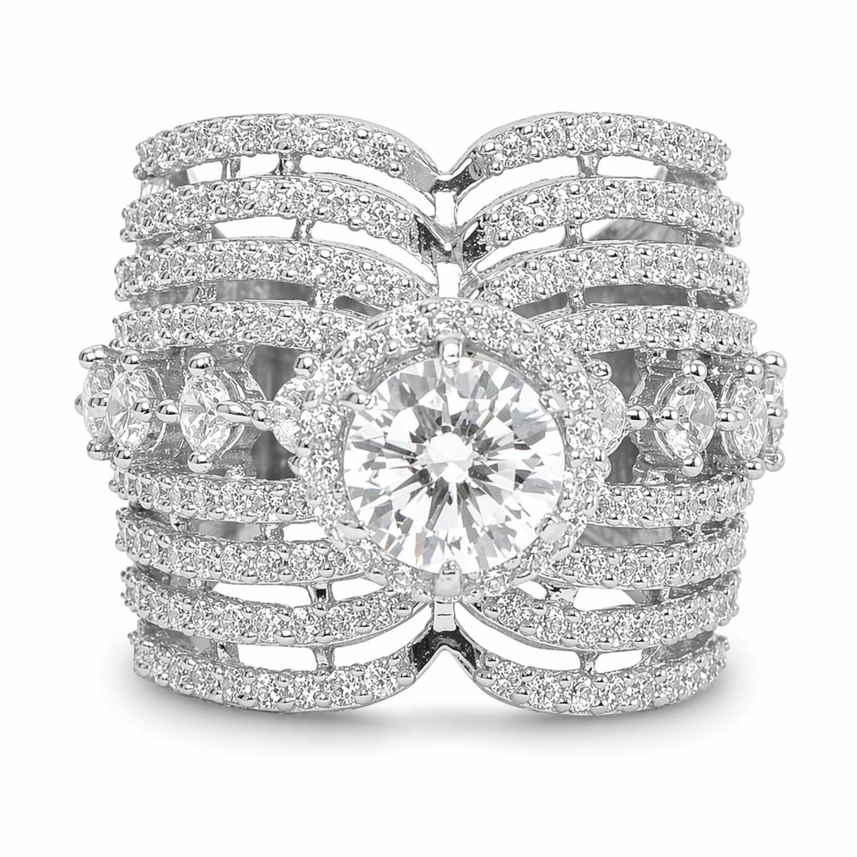 D2A Lustrous Foliage : Rhodium Plated 925 Sterling Silver Ring