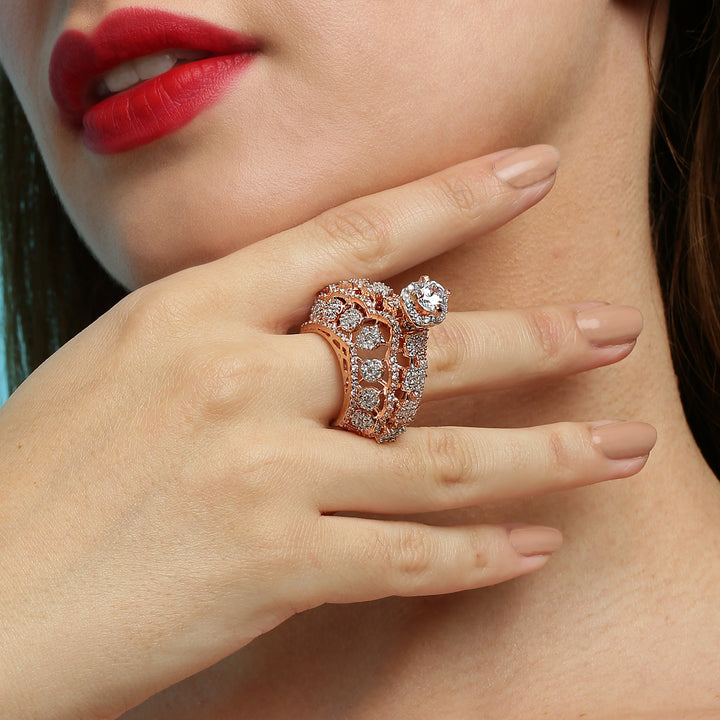 BLINGY SOPHISTICATION STATEMENT ROSE GOLD RING