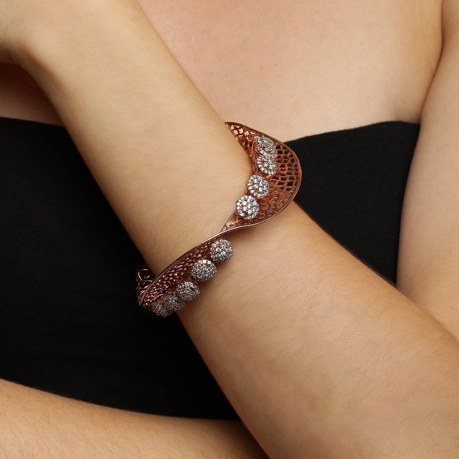925 Sterling Silver SPARKLING DIAMOND BANGLES