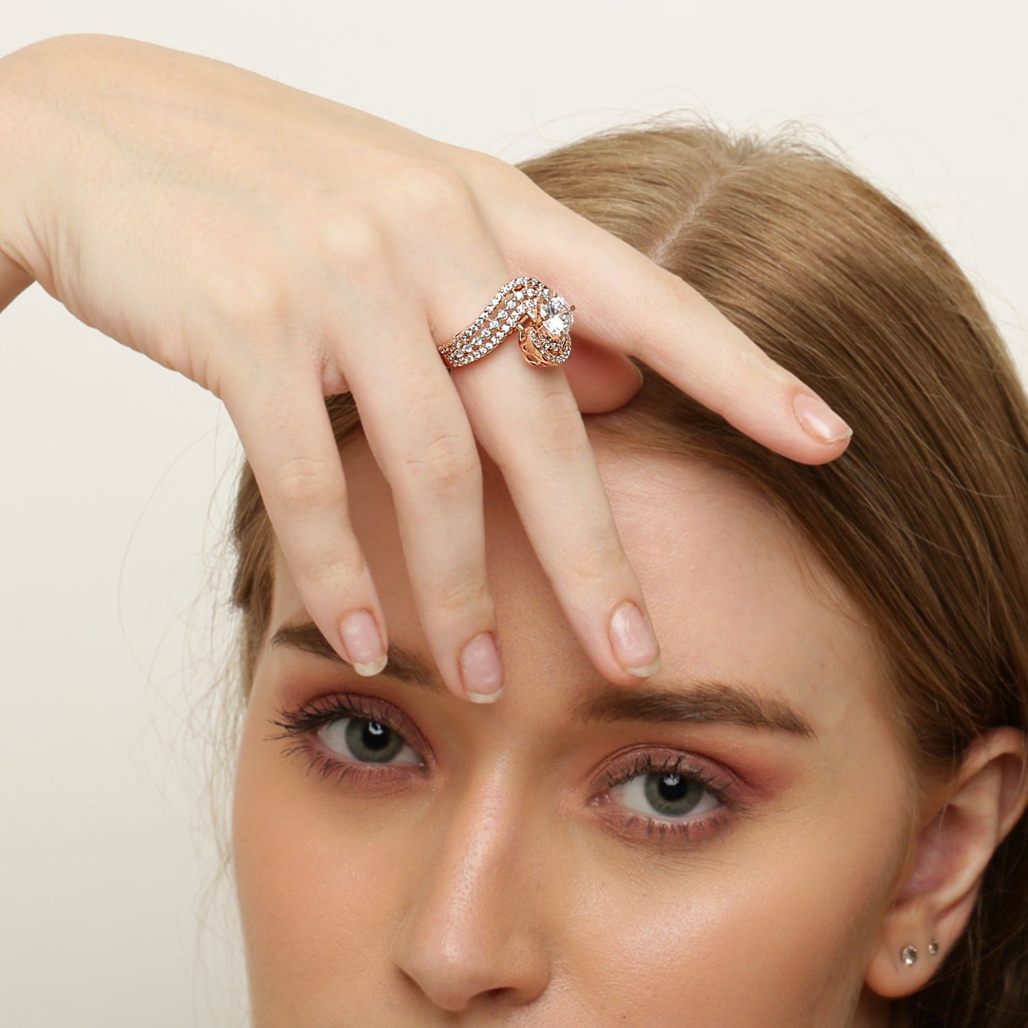 Crossed Paths Rose Gold -Plated 925 Sterling Silver Ring