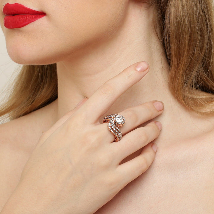 Crossed Paths Rose Gold -Plated 925 Sterling Silver Ring