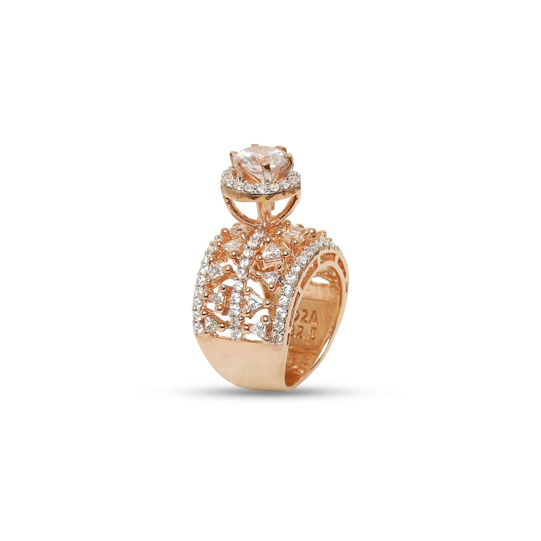 Divine Angles Rose Gold Triangle 925 Sterling Silver Ring
