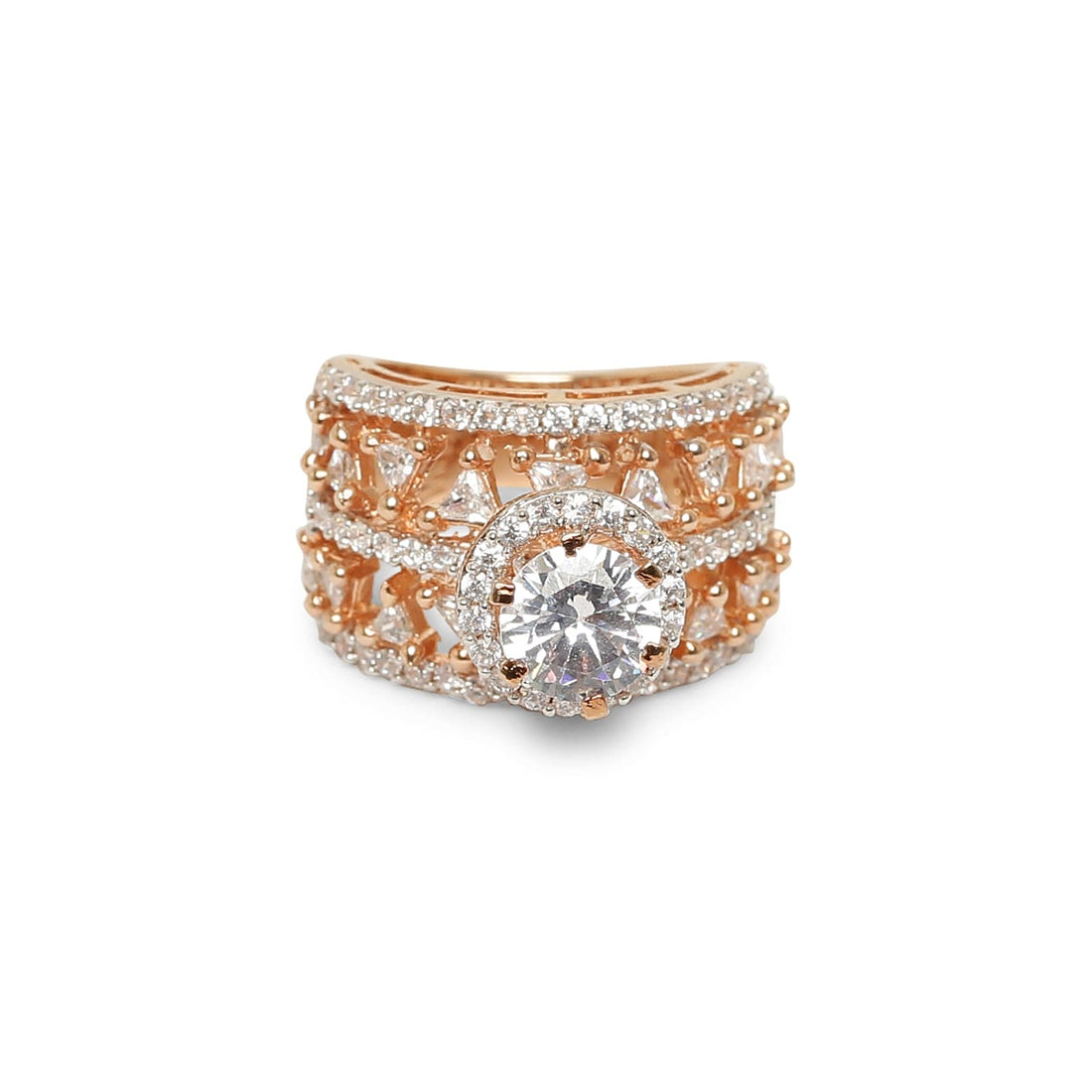 Divine Angles Rose Gold Triangle 925 Sterling Silver Ring