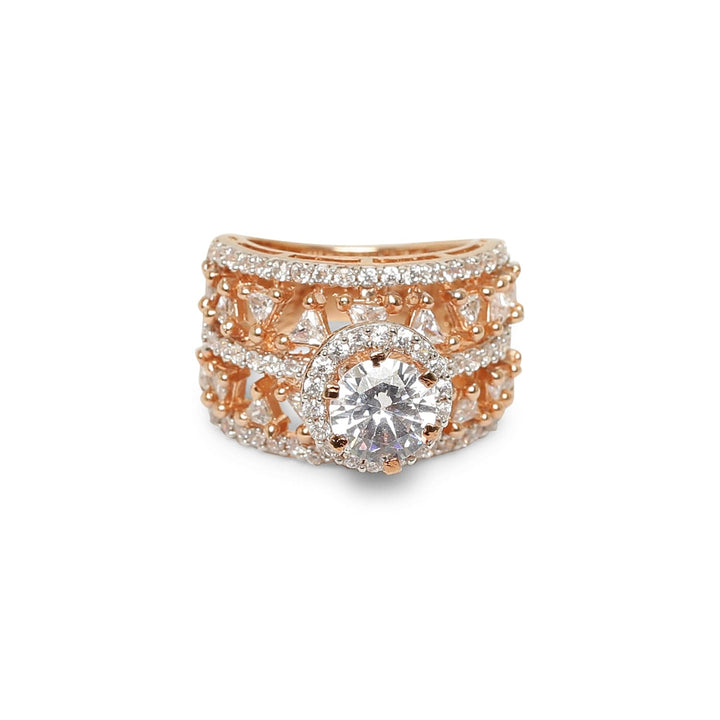 Divine Angles Rose Gold Triangle 925 Sterling Silver Ring