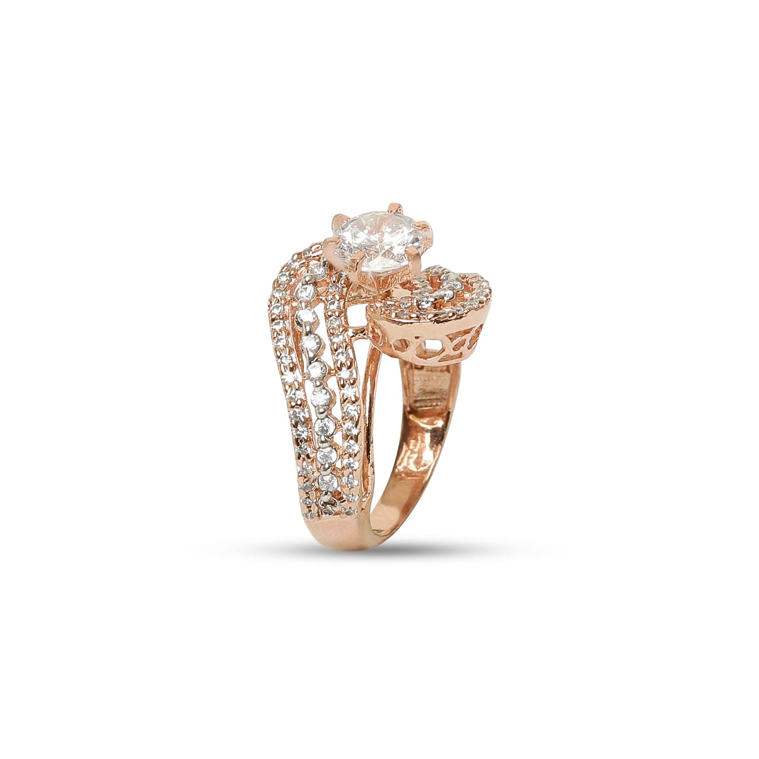 Crossed Paths Rose Gold -Plated 925 Sterling Silver Ring