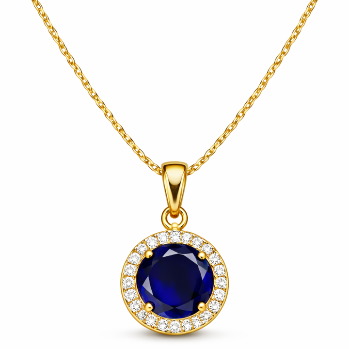 Celestial Sapphire Halo Pendant