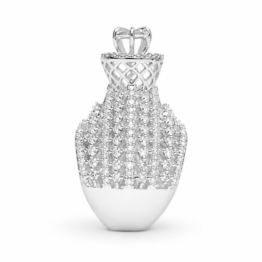 925 sterling silver luxury diamond ring in white polish with sparkling stone detailing, premium front view.