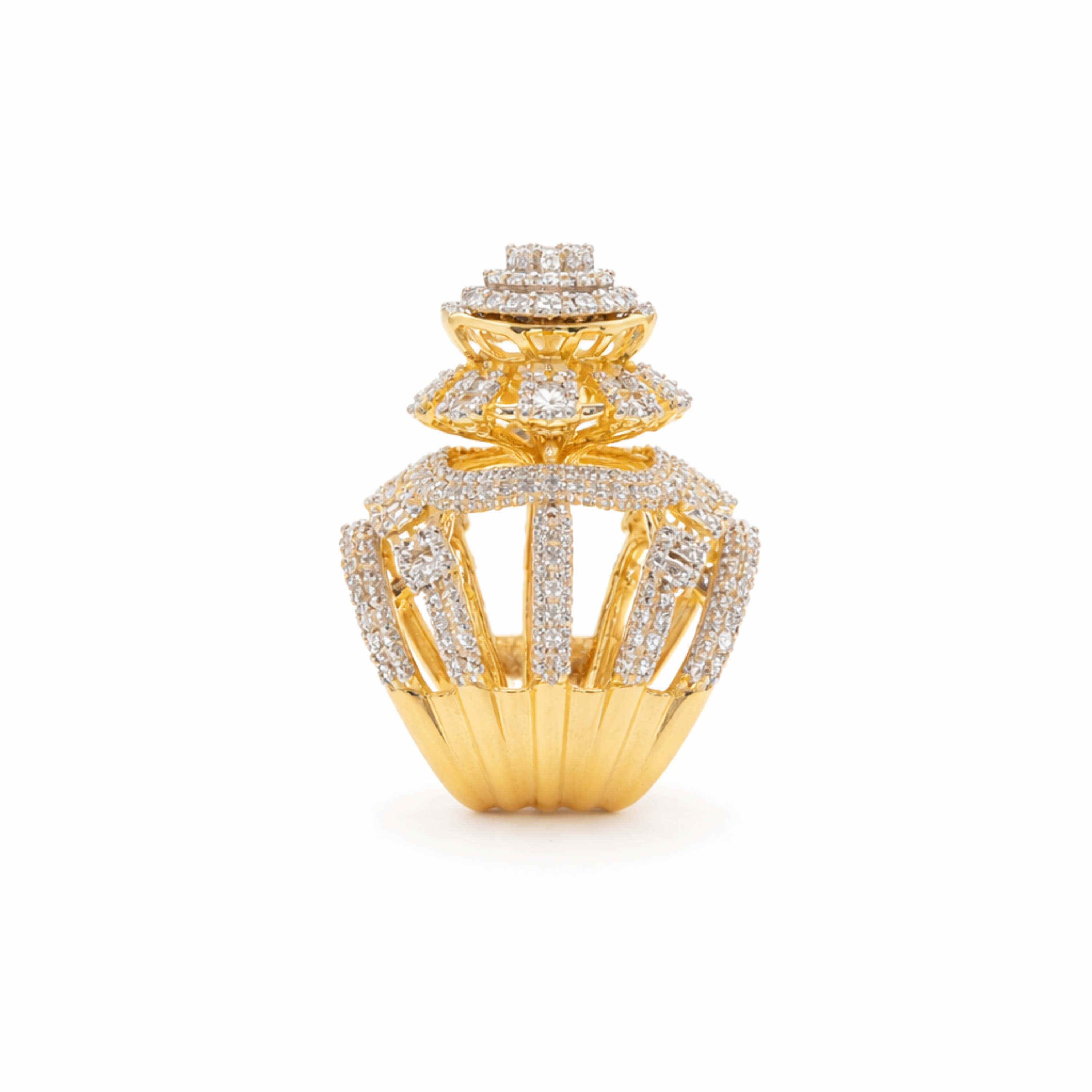     Zenvora Luxe ring worn look elegant gold finish ring with CZ stones