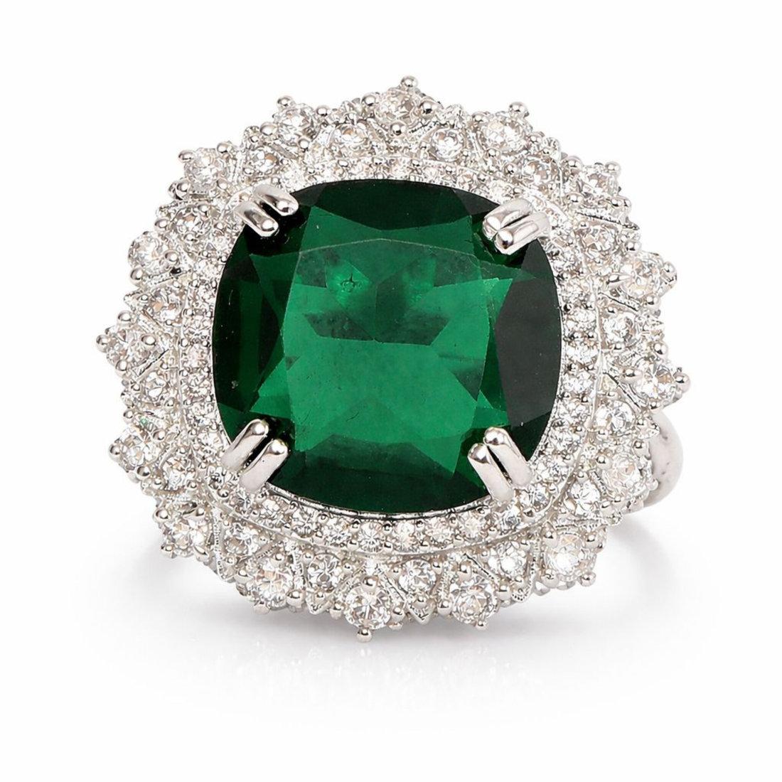 MAGNIFICENT EMERALD OCTA LOVE 925 Sterling Silver RING