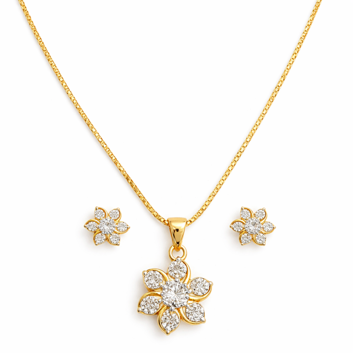 Floral Grace 925 Sterling Silver Pendant Set