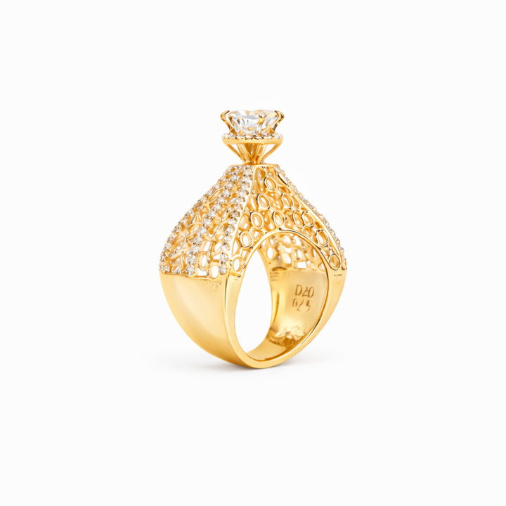 Solitaire Tower 925 Sterling Silver  Ring