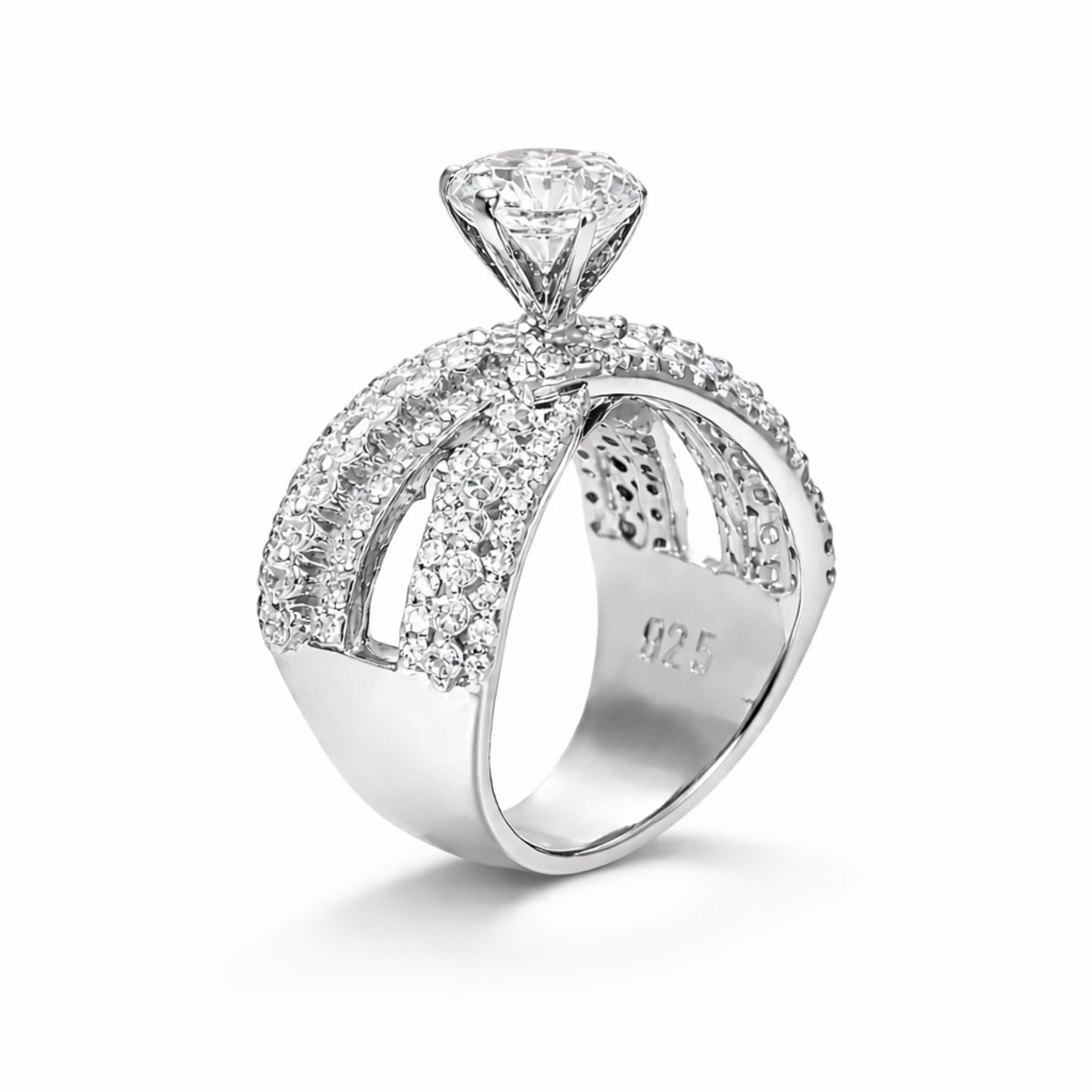 925 Sterling Silver Criss Cross Ring