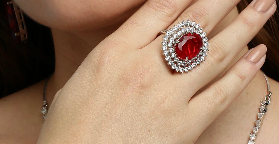 925 Sterling Silver ZOYA RUBY RING
