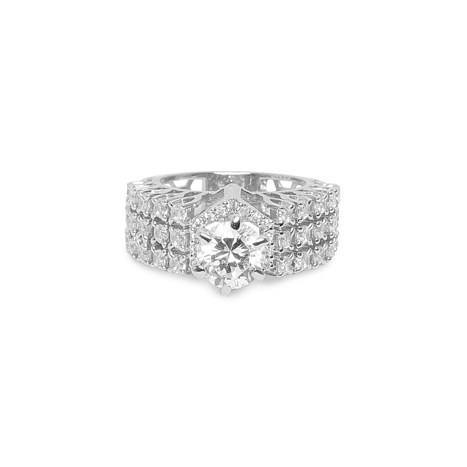 A Bond of Forever Solitaire sterling silver ring worn on hand