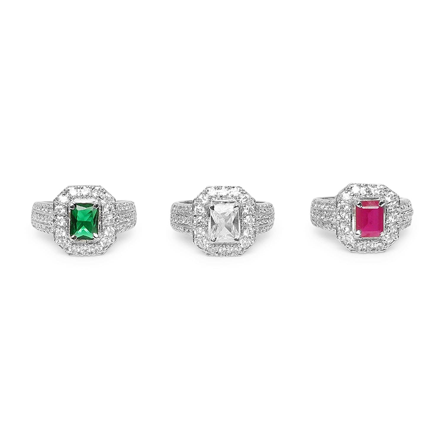 Alora Ruby 925 sterling silver ring front view