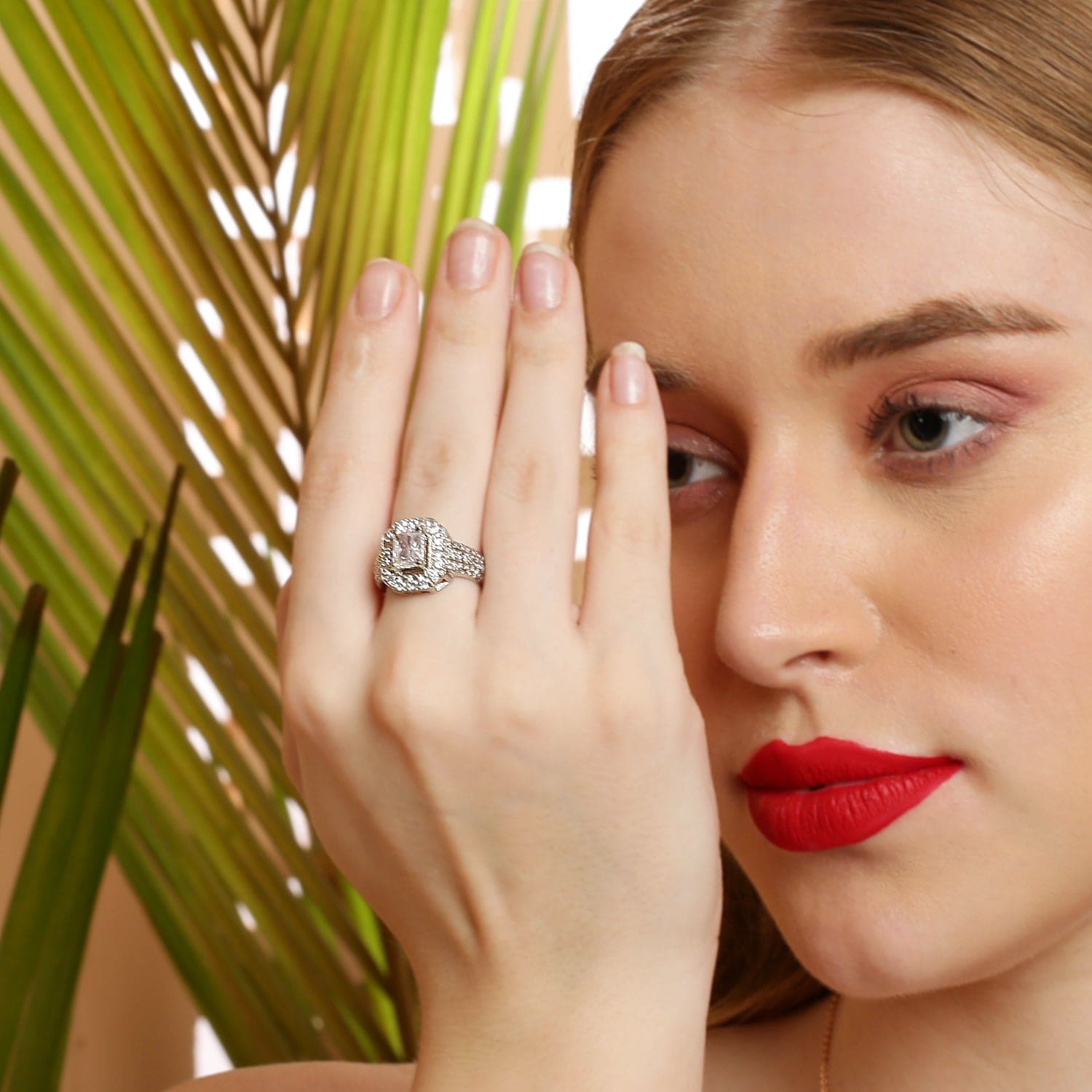 Alora Ruby sterling silver ring worn on hand