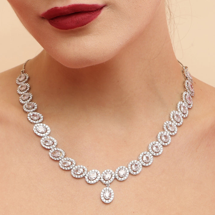 Amara Stylish 925 sterling silver necklace set front view