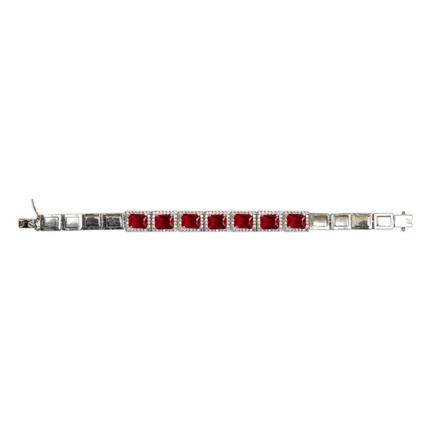 Amyra Ruby sterling silver bracelet close-up stone detail