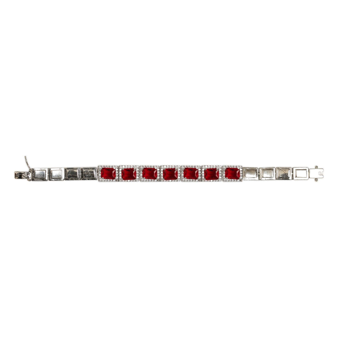 Amyra Ruby sterling silver bracelet close-up stone detail