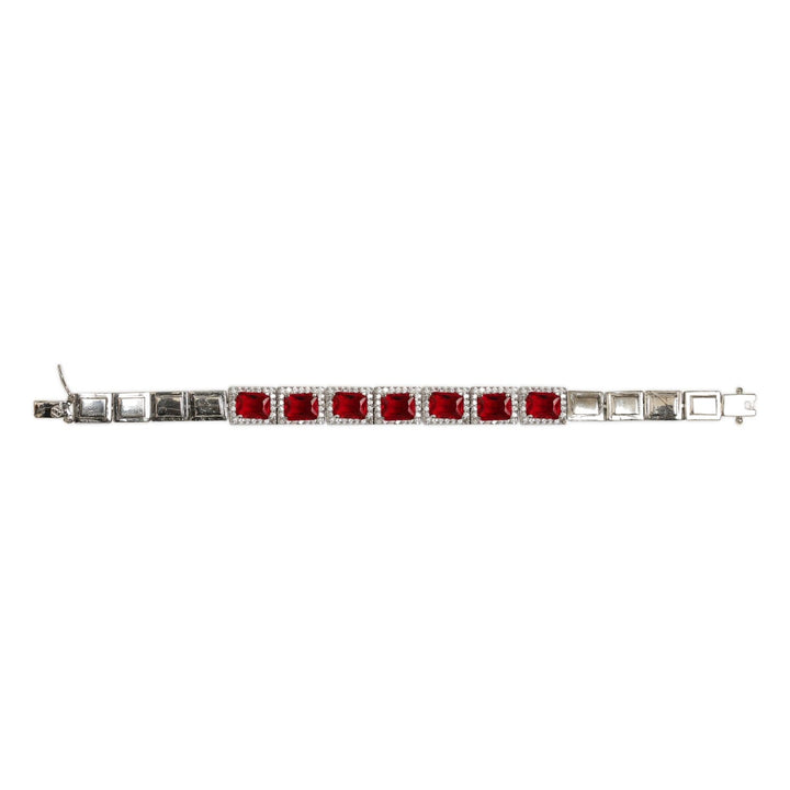 Amyra Ruby sterling silver bracelet close-up stone detail