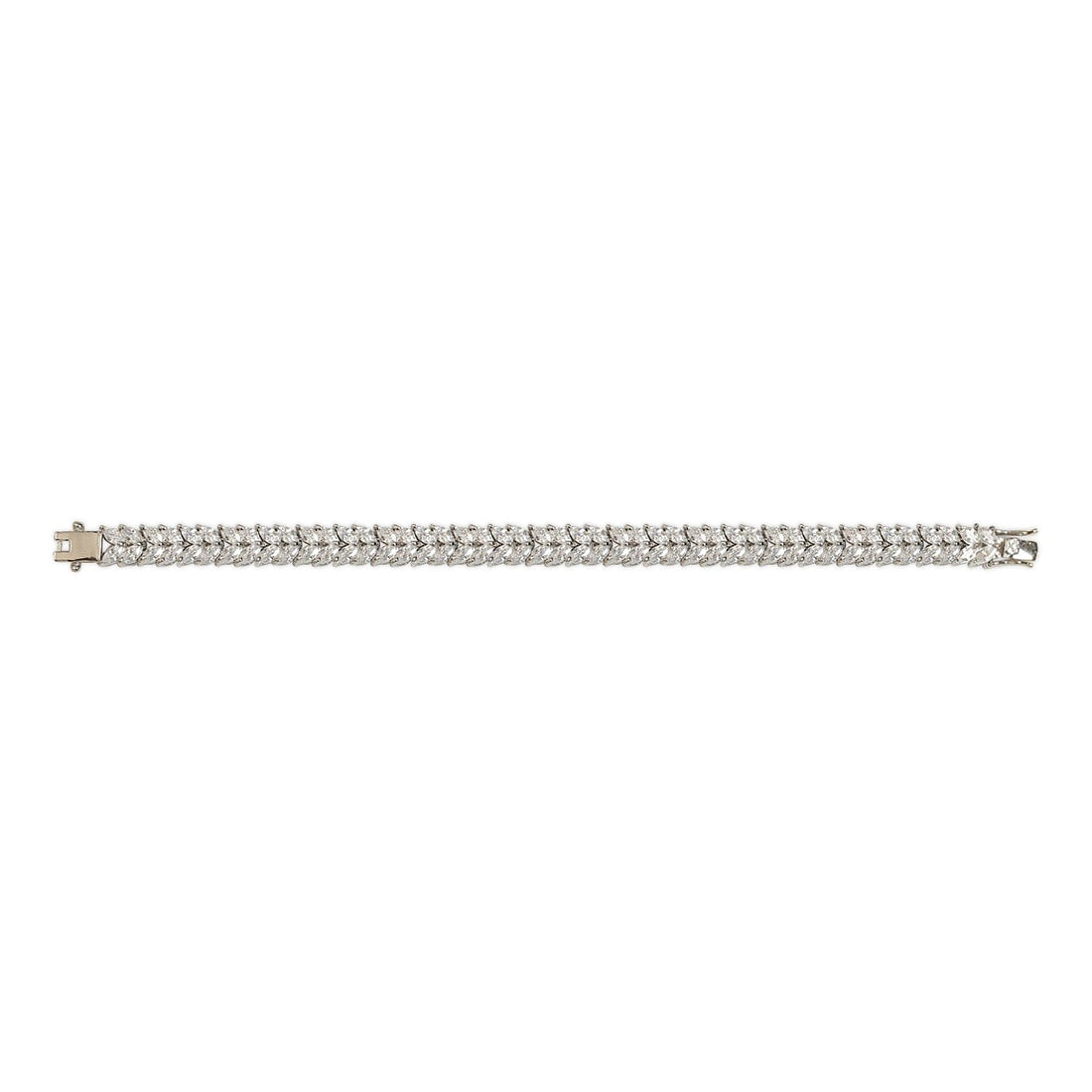 Aura Marquise sterling silver bracelet close-up zircon detail