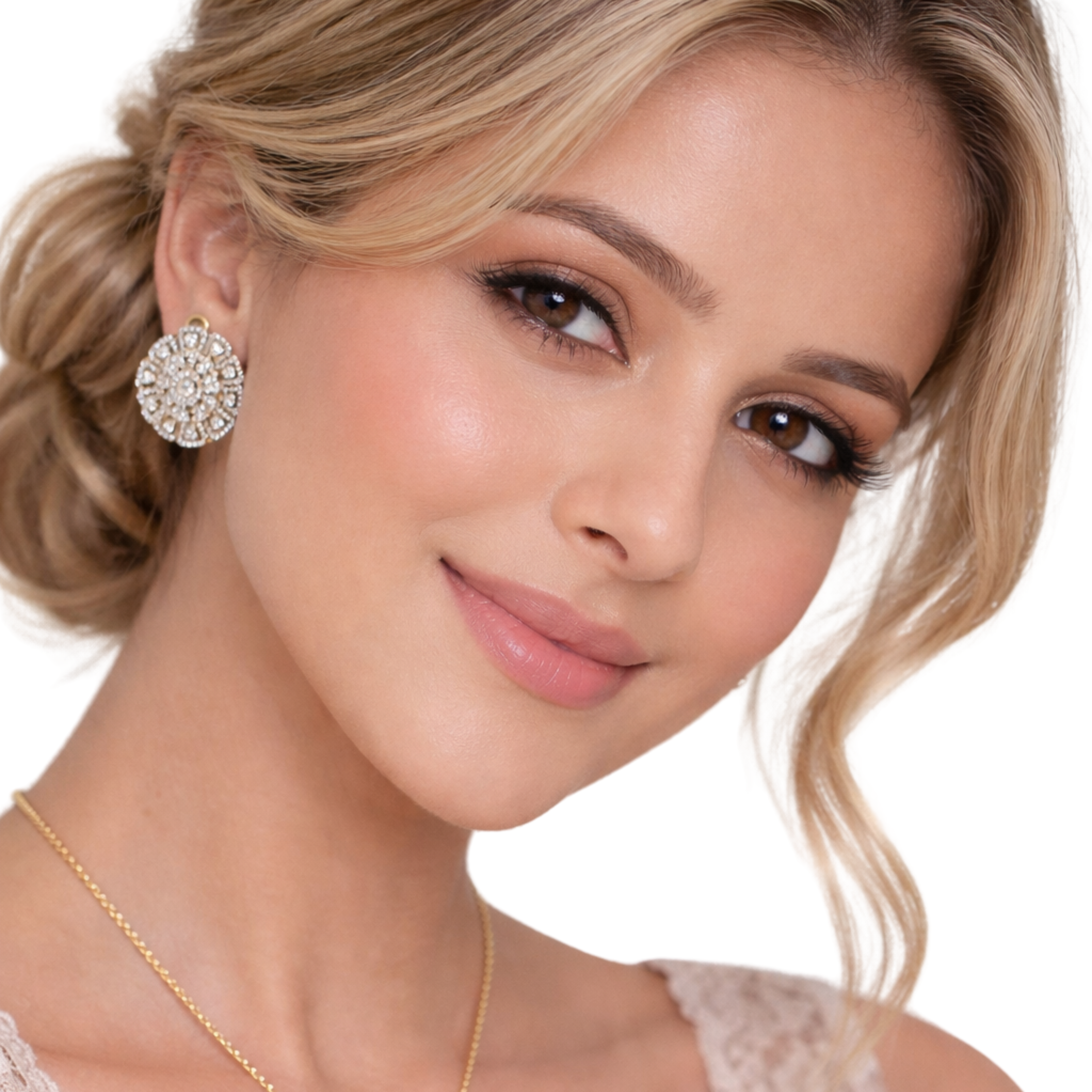 Aurelia Luxe Round Diamond-Style sterling silver pendant set alternate view