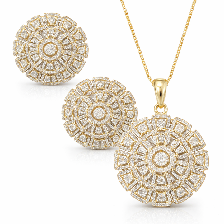 Aurelia Luxe Round Diamond-Style 925 sterling silver pendant set front view