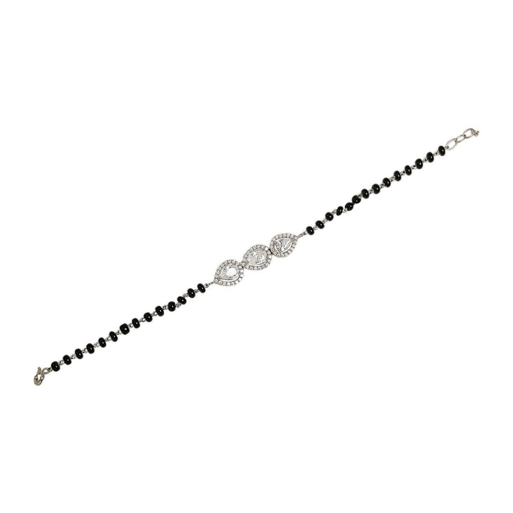 Beaded Black Love sterling silver bracelet close-up infinity detail