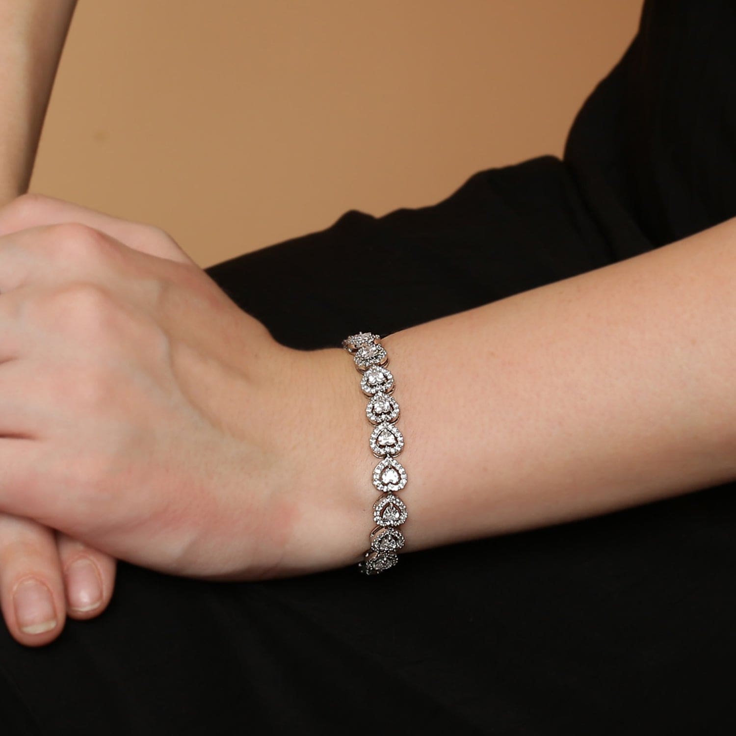Beating Hearts 925 sterling silver bracelet front view
