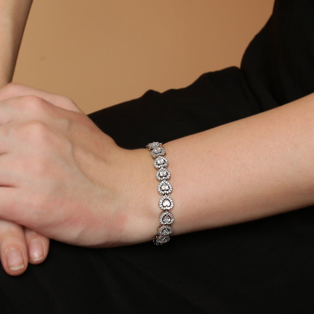 Beating Hearts 925 sterling silver bracelet front view