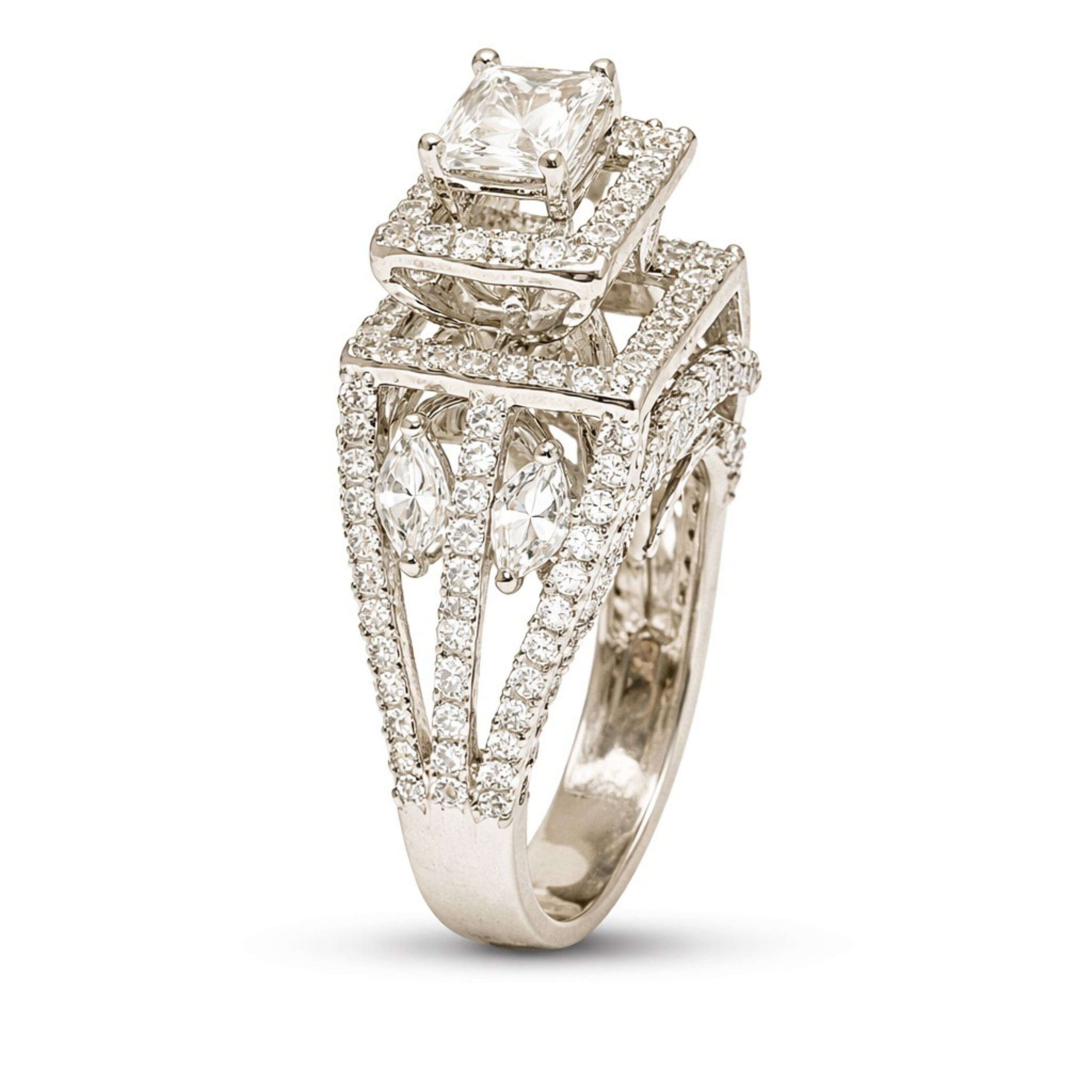 Bold Sophistication rhodium-plated 925 sterling silver ring front view