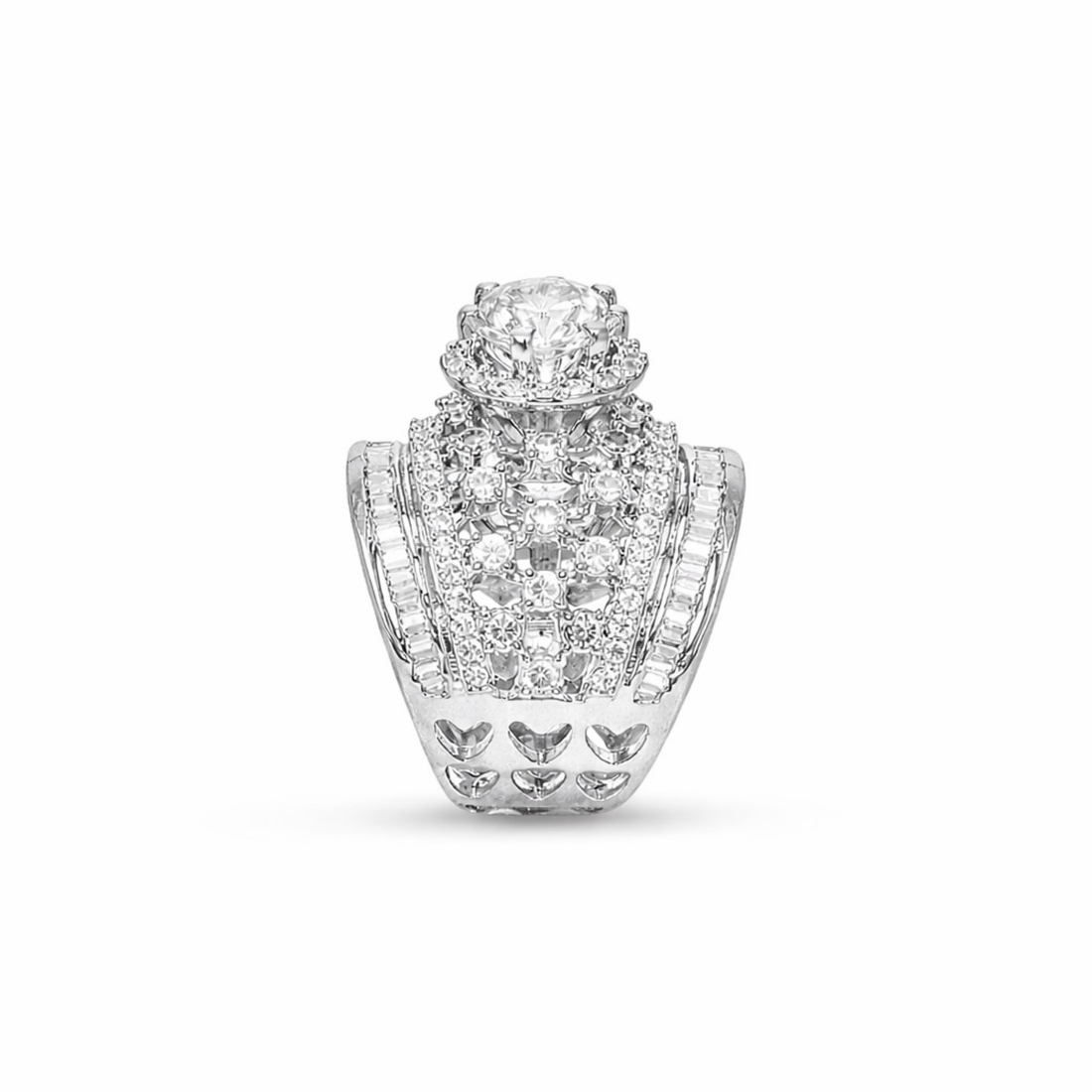 Bonded Baguette 925 sterling silver ring front view