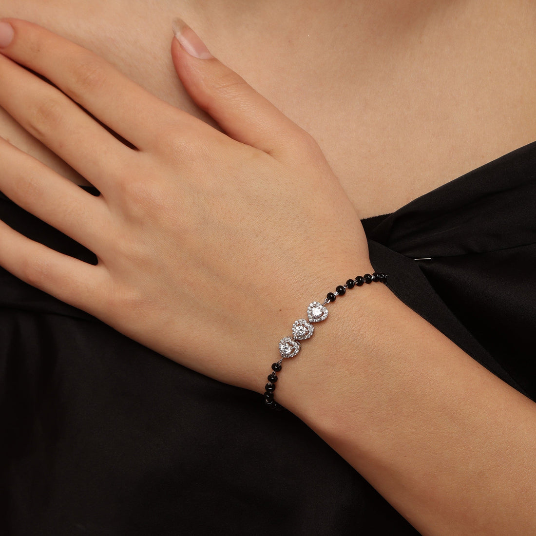 Bonded Hearts 925 sterling silver bracelet front view