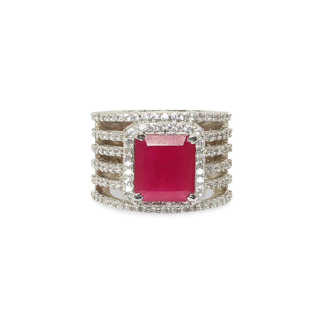 Bonny Cushion Cut coloured stone 925 sterling silver ring front view