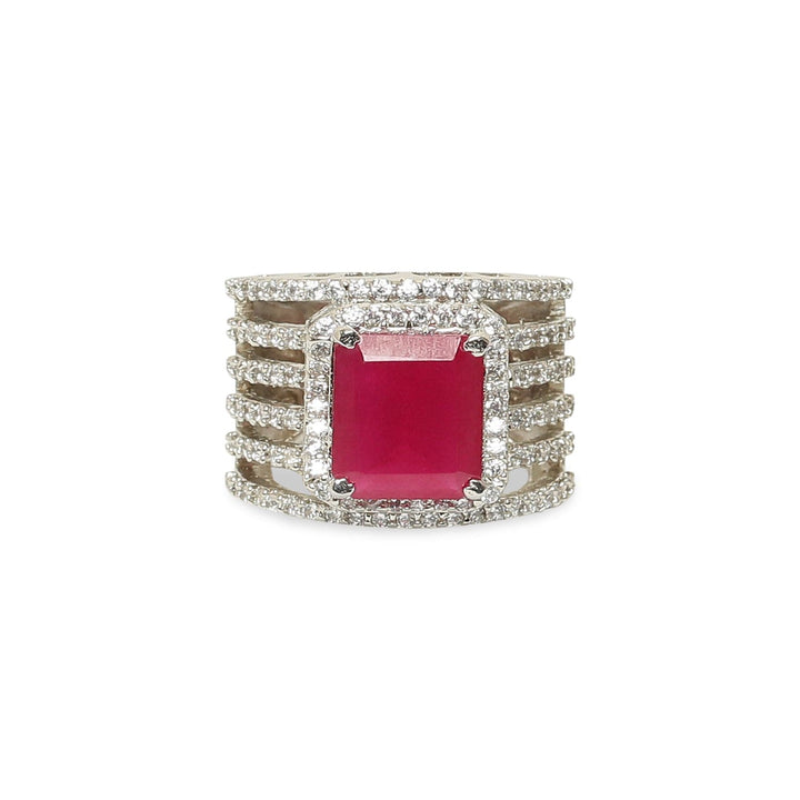 Bonny Cushion Cut coloured stone 925 sterling silver ring front view