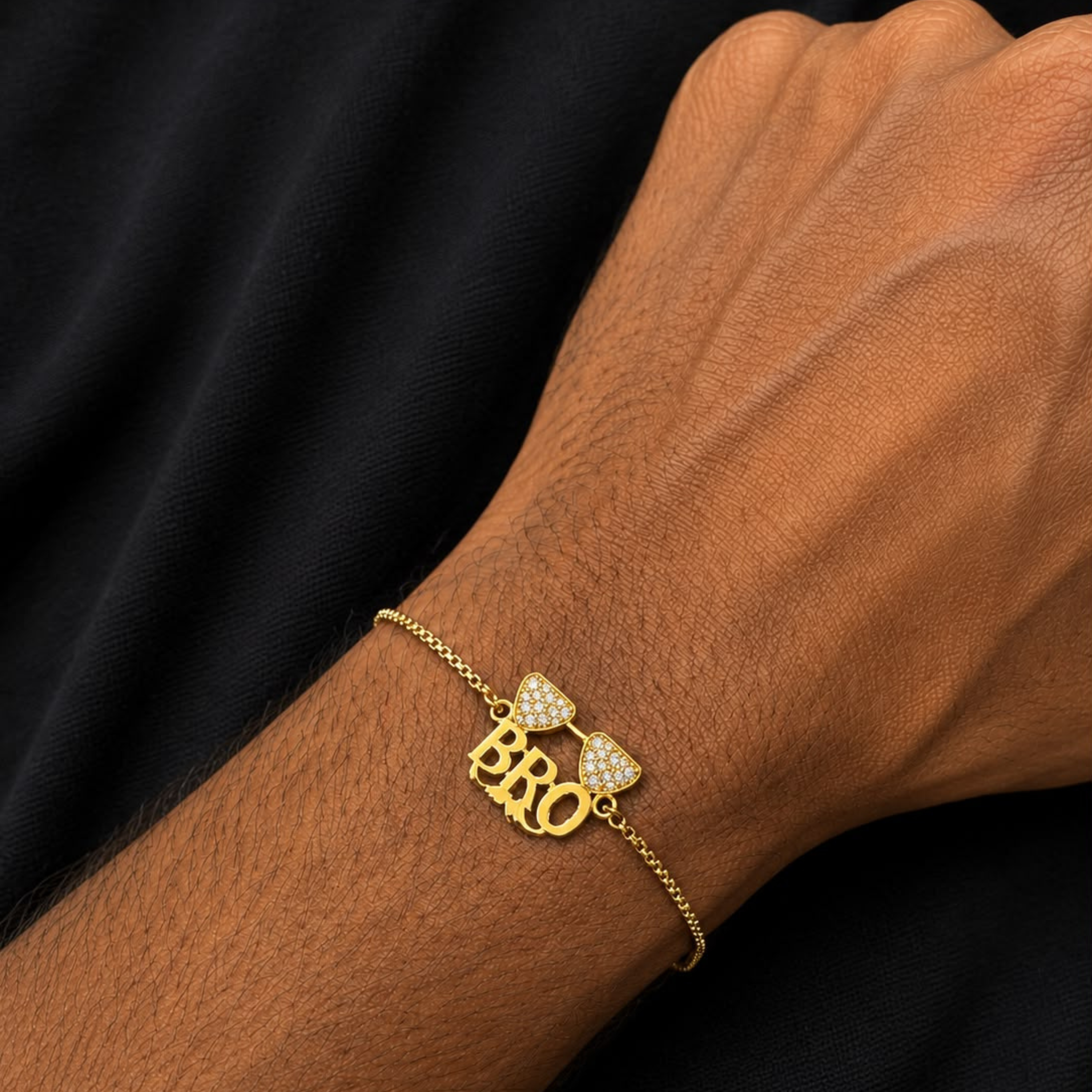 925 sterling silver BRO rakhi bracelet with golden polish, luxury designer rakhi for brother