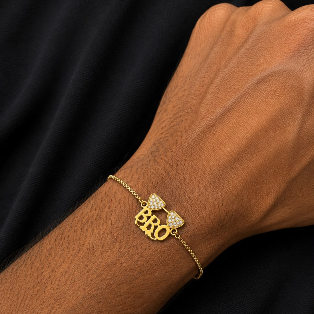 925 sterling silver BRO rakhi bracelet with golden polish, luxury designer rakhi for brother